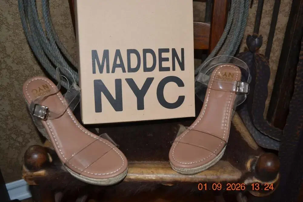 Madden NYC Clear Strap Espadrille Wedge Heel Sandals